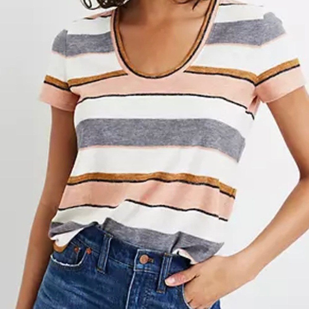 Madewell Alto Scoop Tee in Eller Stripe Medium